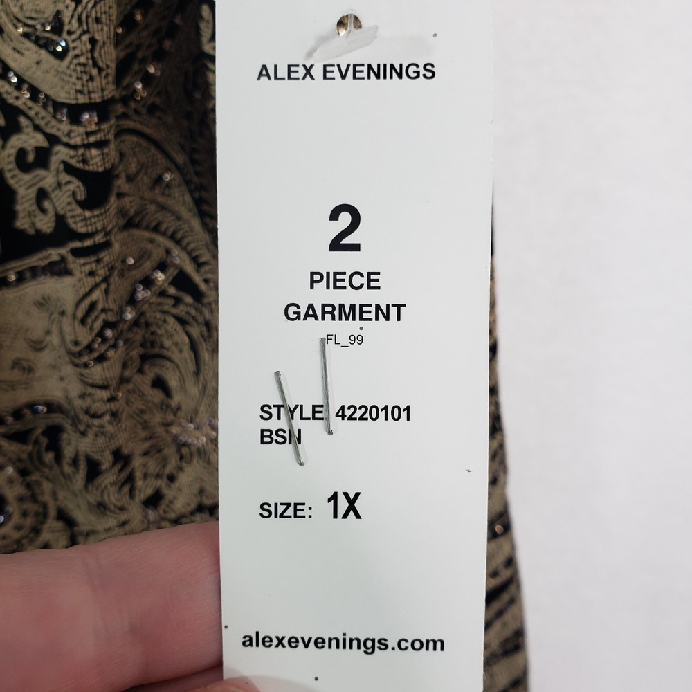 Alex Evenings Tank Top Womens‎ Plus Size 1X Gold Paisley Sleeveless Party Blouse - Picture 4 of 8